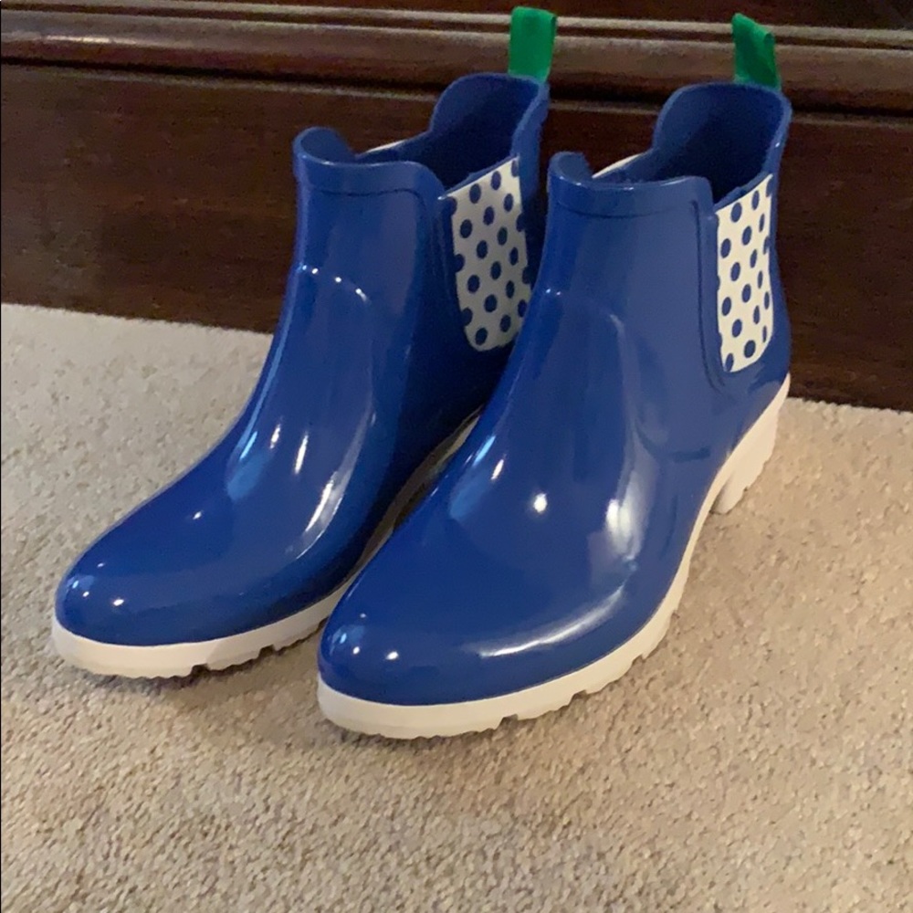 NEW COUGAR TERRI BLUE POLKA DOT RAIN BOOTS SZ 7